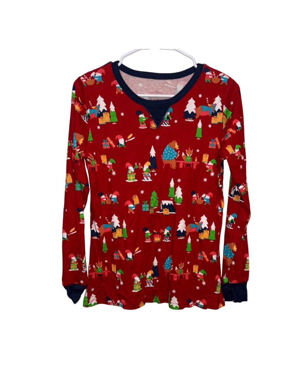 Womens Wondershop Red Christmas-Themed Long Sleeve Henley Pajama Top  Size M